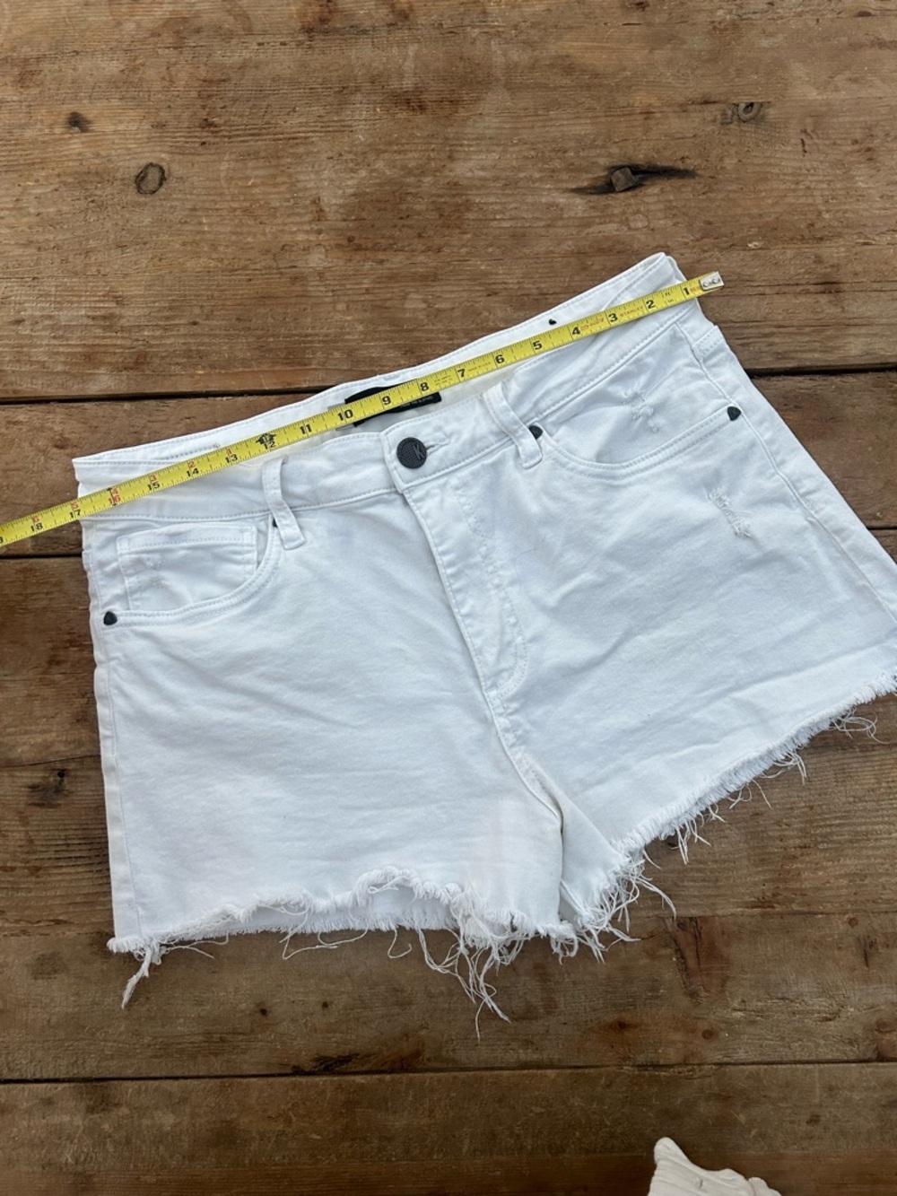 Kut from the Kloth White Frayed Denim Shorts - Picture 7 of 8
